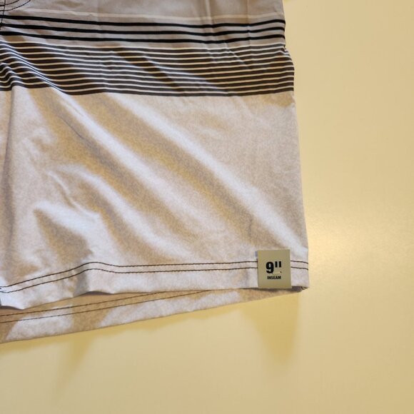 George At The Knee Swim Trunks Grey Black Striped Mens 2XL (44-46) NEW‎ NWT - Picture 12 of 12